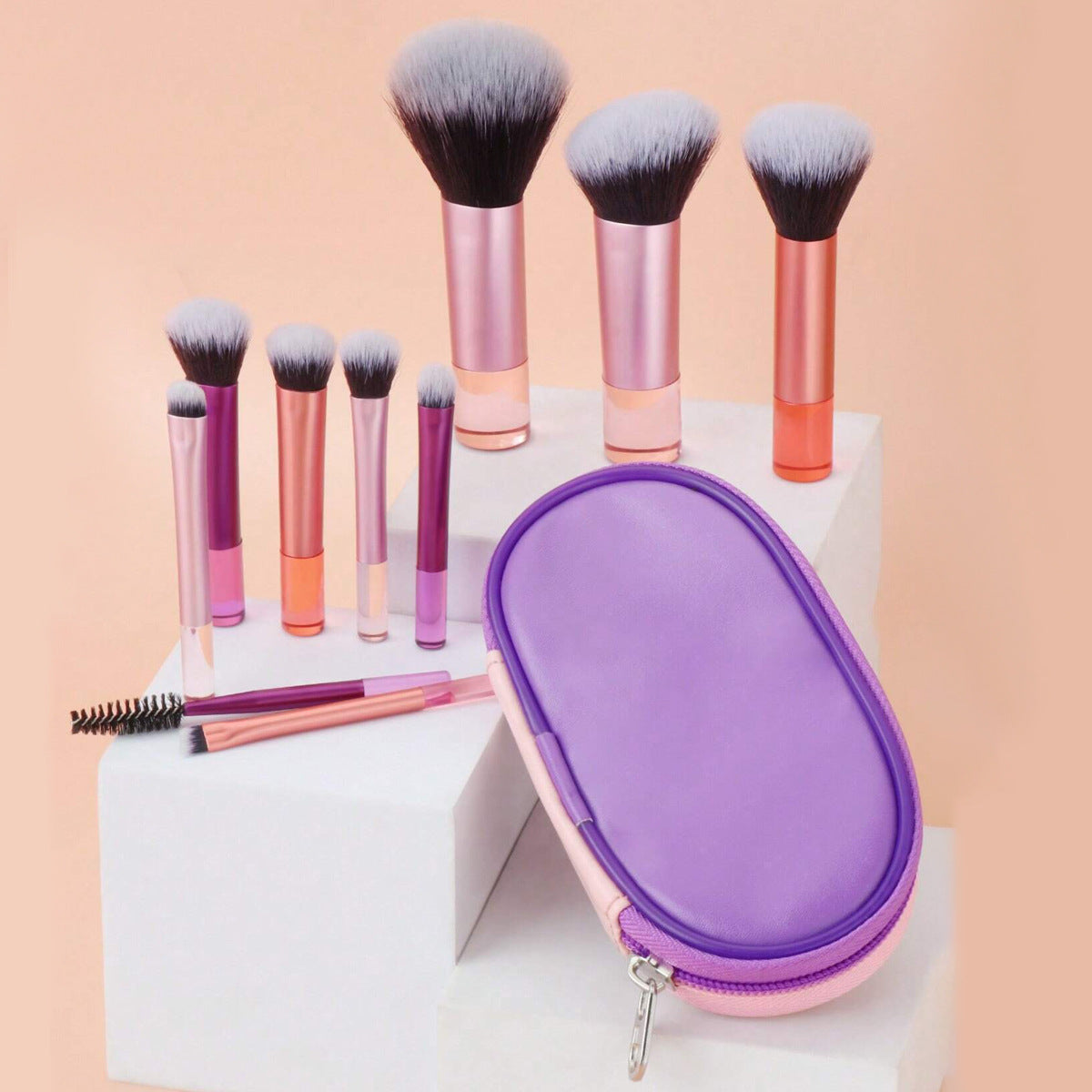 8 Long Tube Makeup Brushes Suit Multicolor